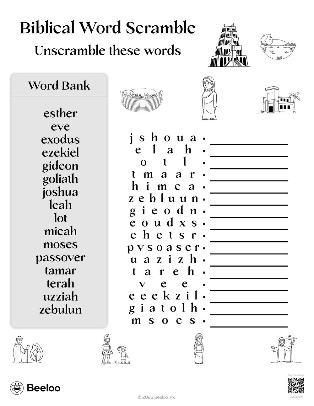 Biblical Word Scramble Beeloo Printable Crafts And Activities For Kids