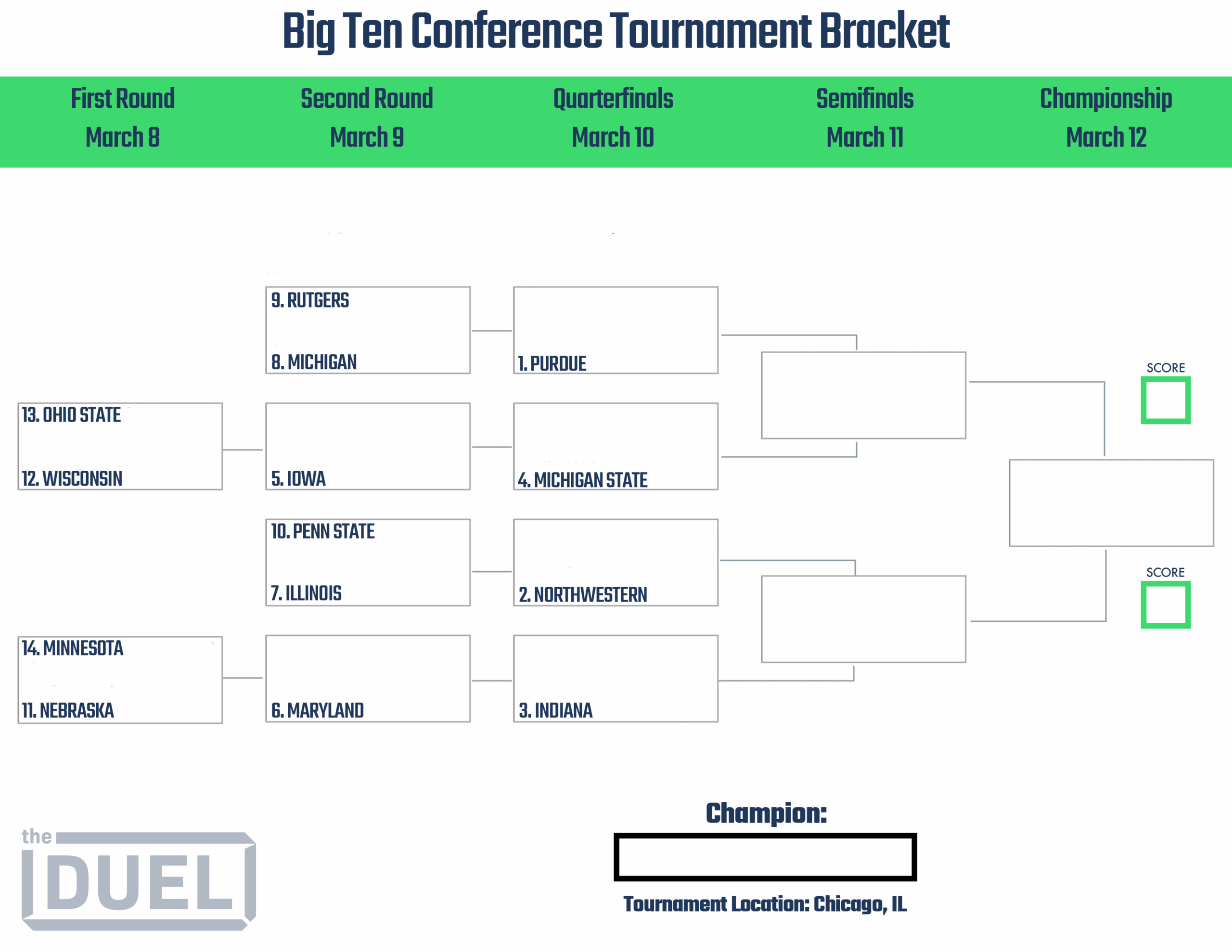 Big Ten Conference Basketball Tournament Printable Bracket 2023 FanDuel Research