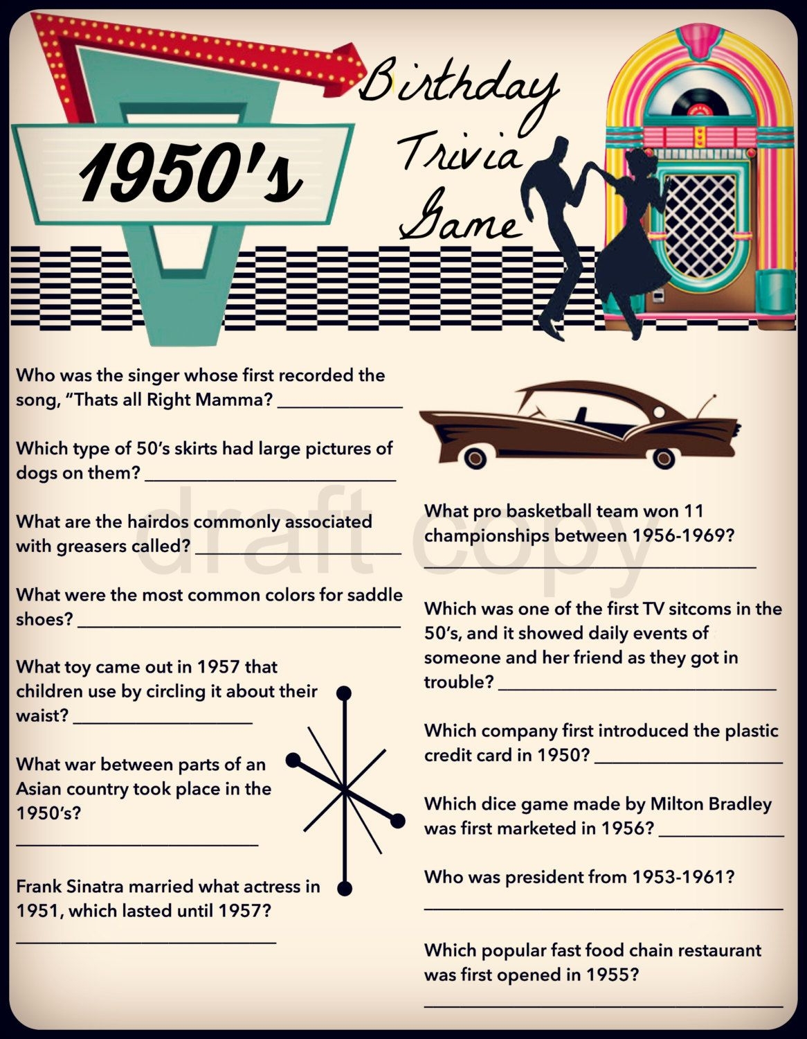1950S Trivia Questions And Answers Printable