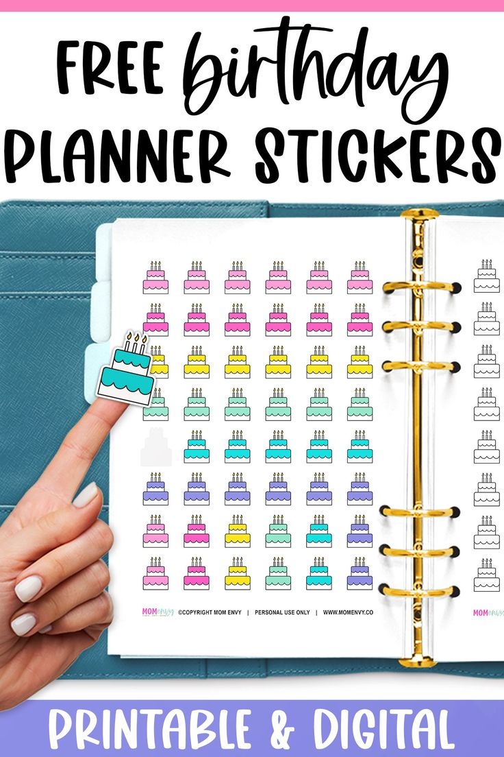 Birthday Planner Stickers Free Birthday Cake Stickers