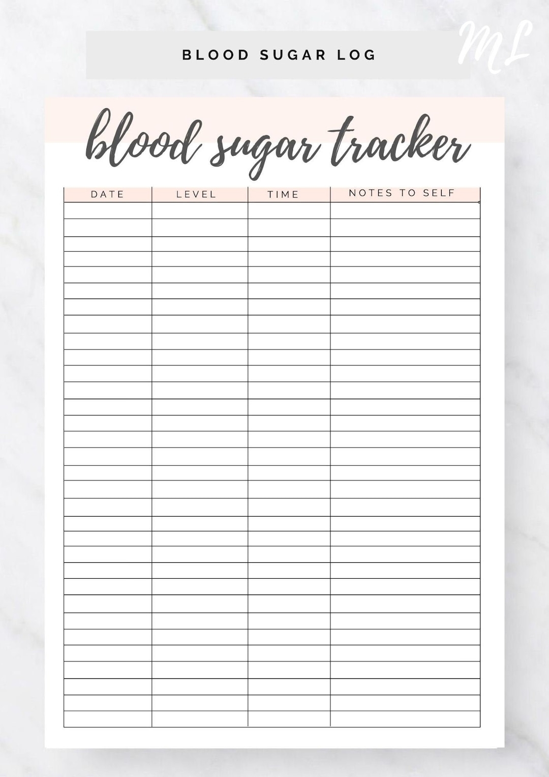 A Printable Blood Glucose Chart To Record Levels