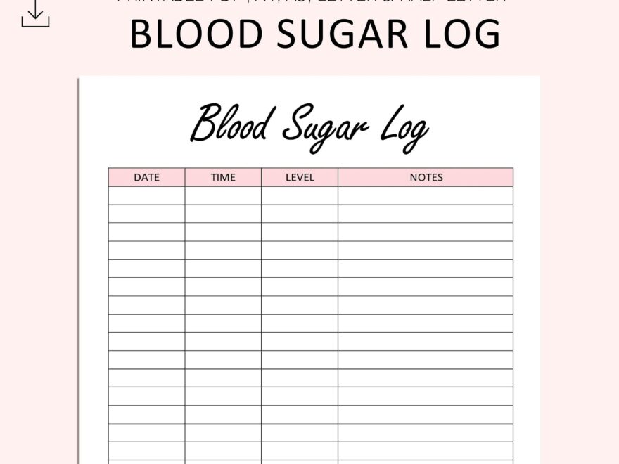 Blood Sugar Log Printable Blood Sugar Reading Tracker Blood Glucose Tracker Diabetes Printable PDF A4 A5 Letter Half Letter Etsy