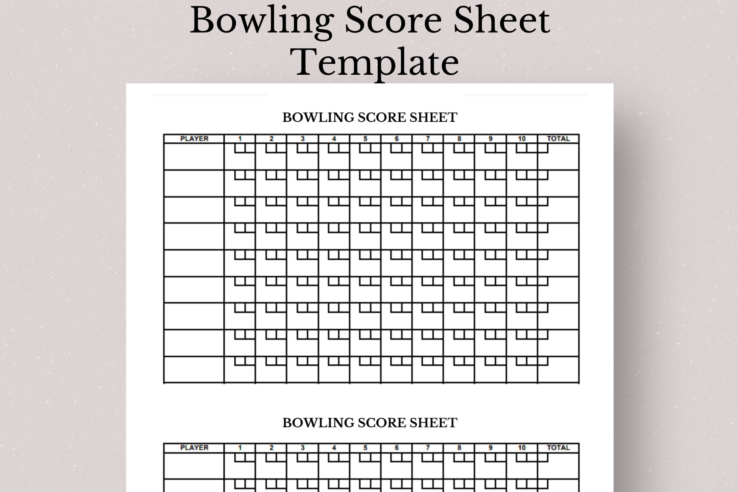 Bowling Score Sheet Template Printable Bowling Score Card Printable Bowling Score Sheet Etsy