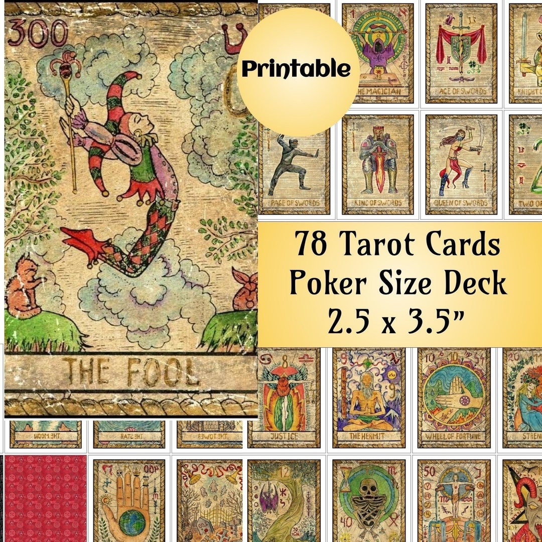 Bridge Size Tarot Printable 78 Cards For Dreamy Divination Easy To Print Use Perfect For Tarot Enthusiasts Etsy