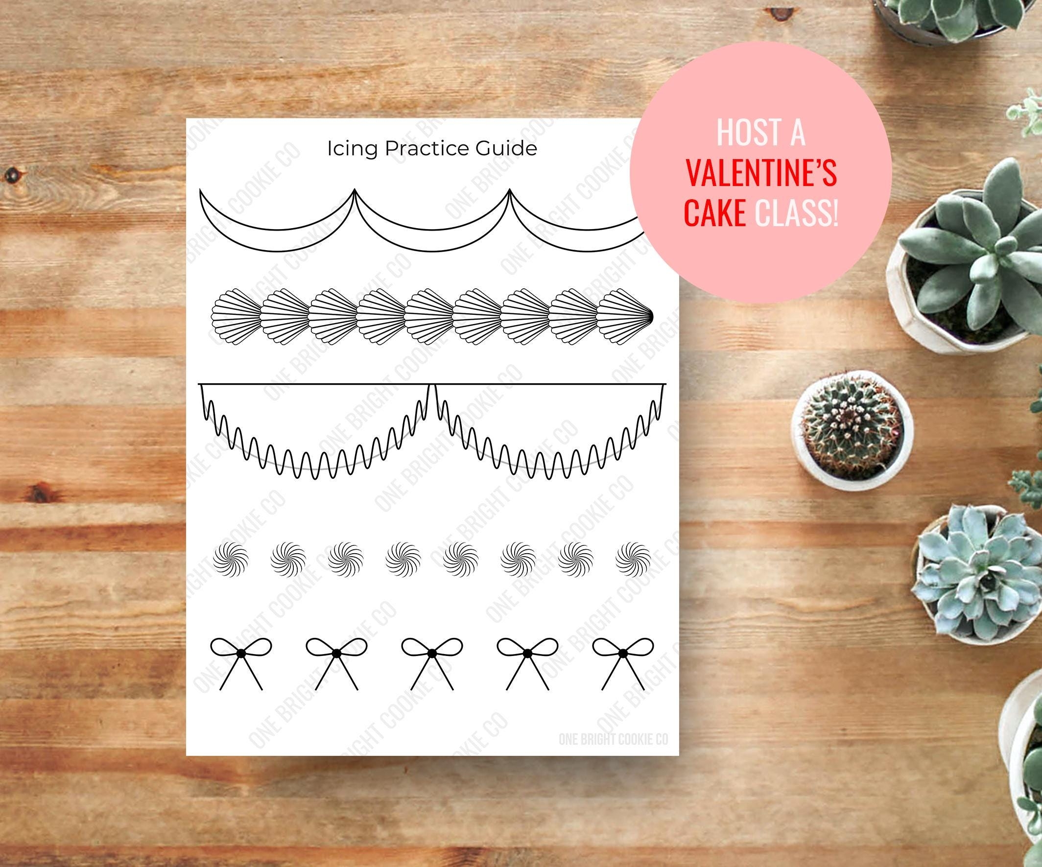 Buttercream Icing Practice Sheet For Teaching Valentine s Cookie Or Cake Class Digital Download PDF Etsy