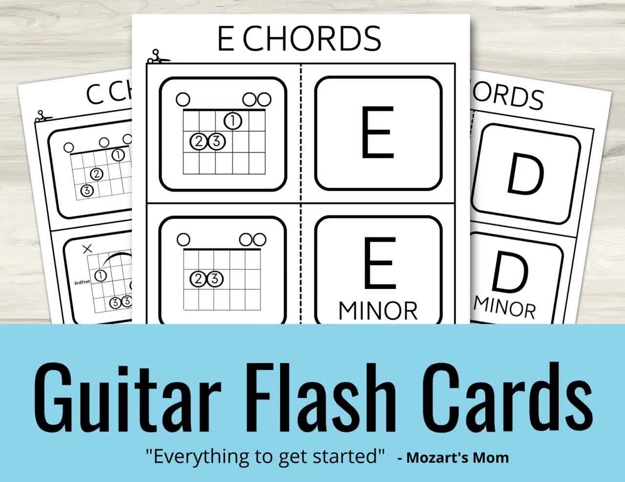 Buy Guitar Chord Flash Cards Printable At Home Music Quiz Test Index Card Students Teacher Resource Easy To Read Beginners New Years Resolution Online In India Etsy