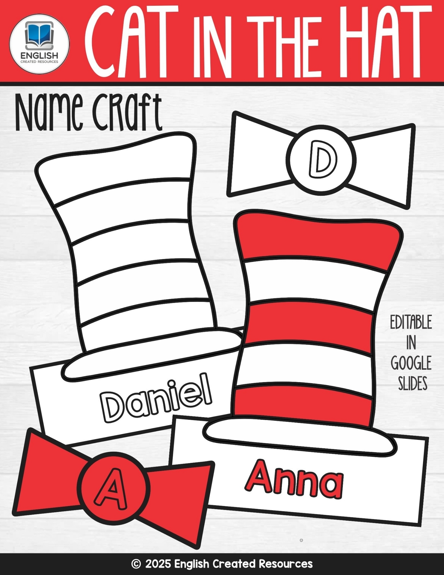 Cat In The Hat Name Craft English Created Resources