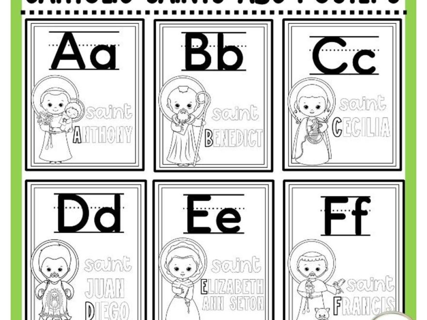Catholic Saint ABC Coloring Posters Saint Coloring Pages Etsy