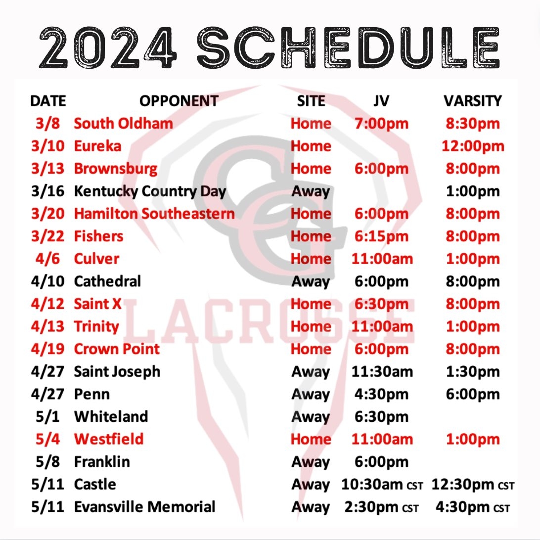 Center Grove LAX On X It s Almost GAME TIME Here Is The 2024 Schedule For Our HS Men s Team This Season Mark Your Calendar And Help Us Cheer On Our Trojans 