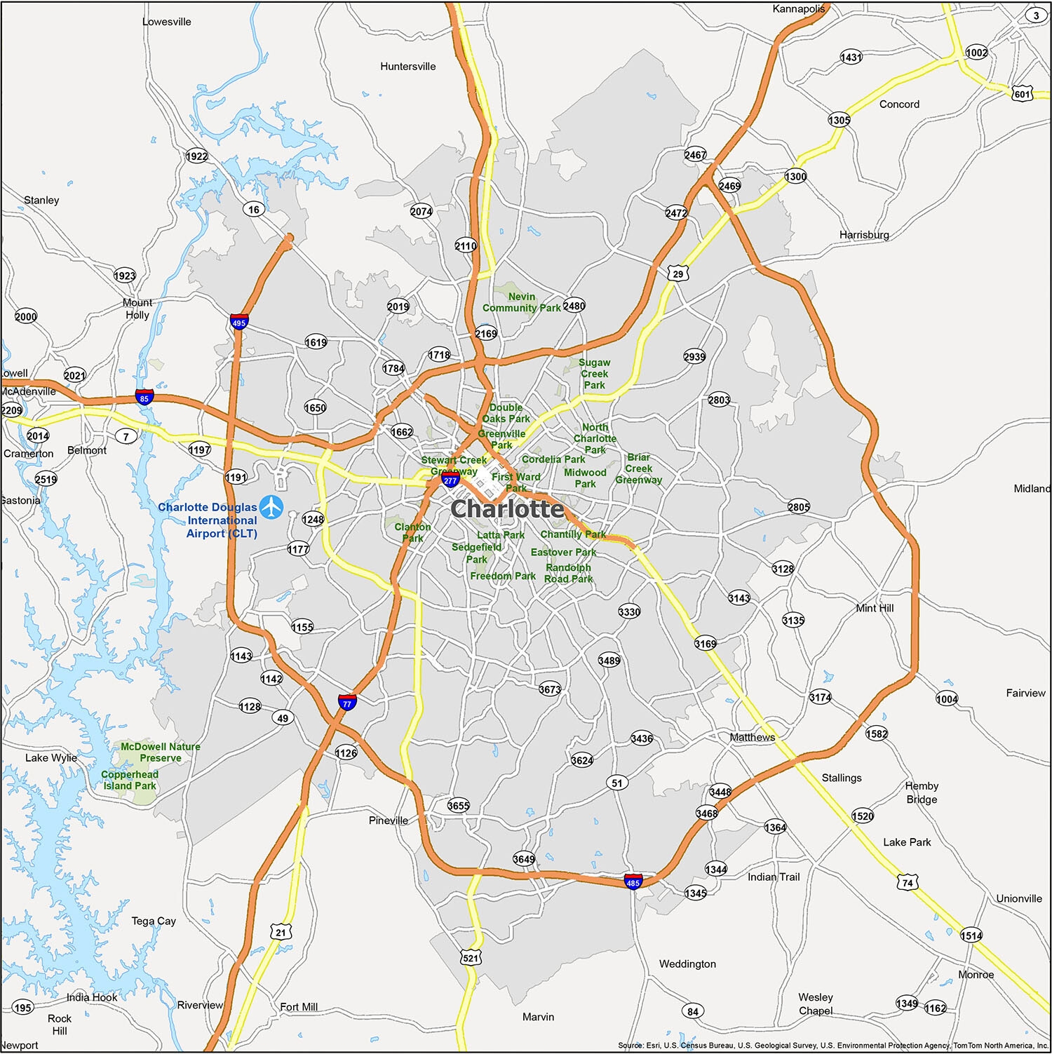Charlotte Map North Carolina GIS Geography