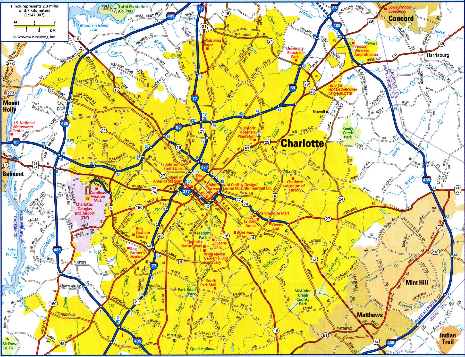Printable Map Of Charlotte Nc