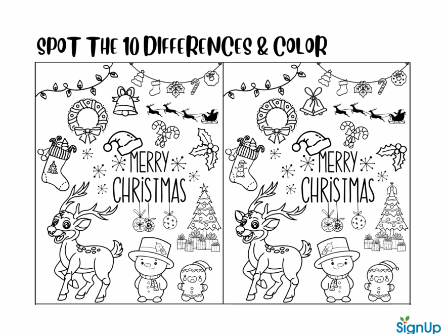 Christmas Activity Sheets Coloring Pages SignUp