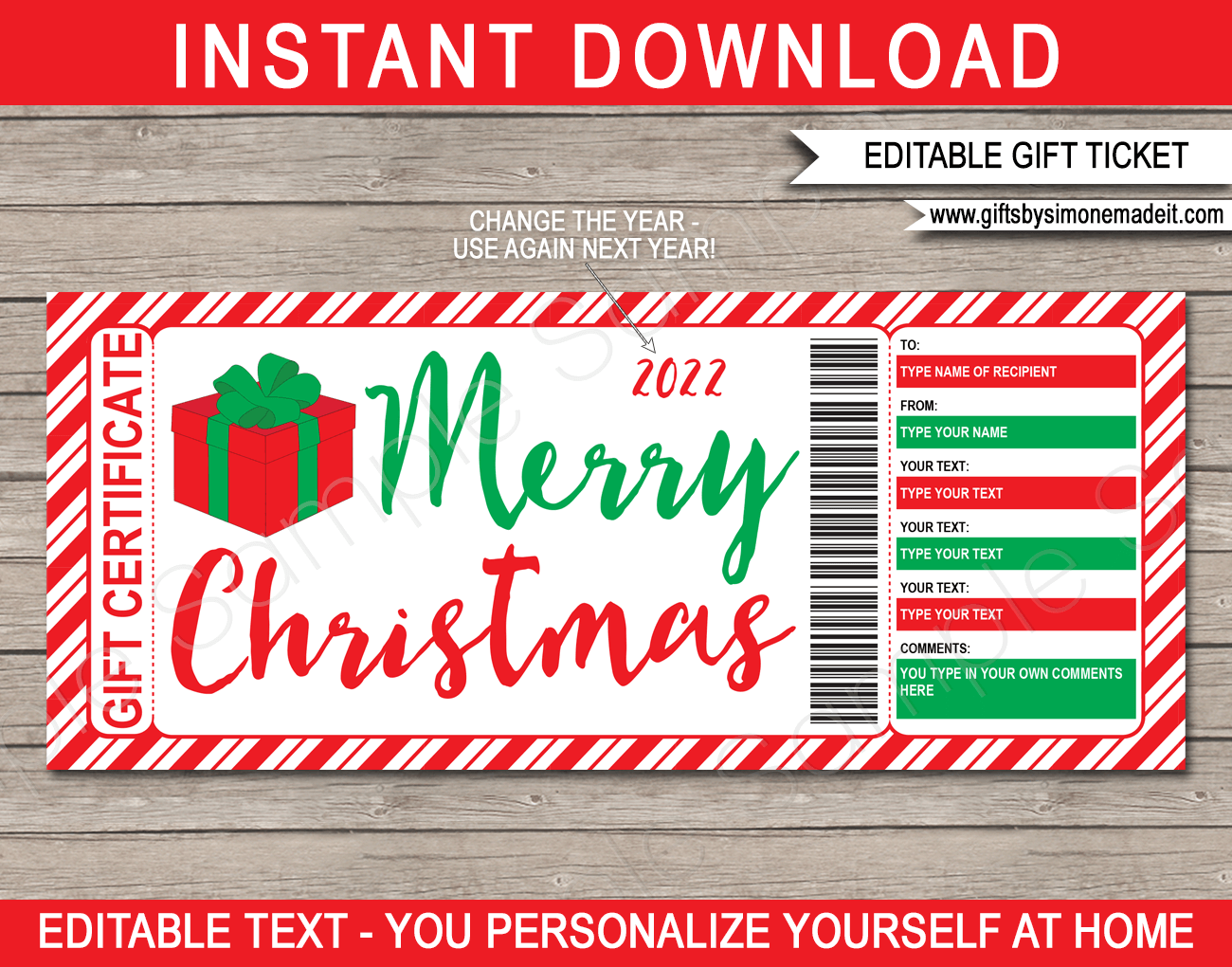 Customizable Gift Certificate Free Printable
