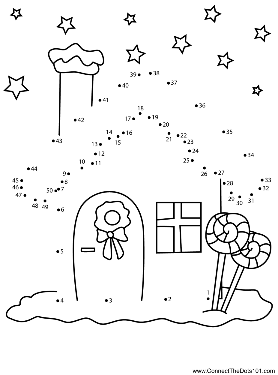 Christmas House Dot To Dot Printable Worksheet Connect The Dots