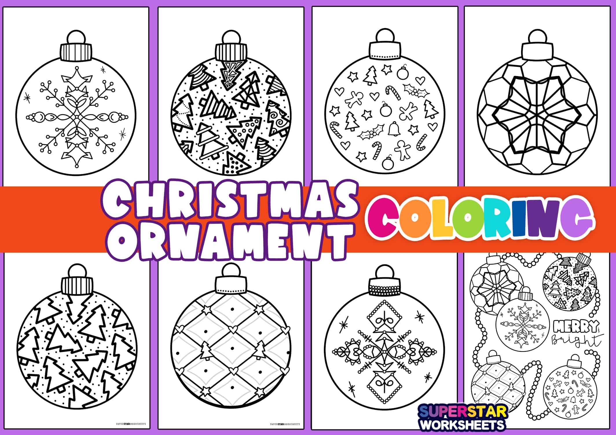 Christmas Ornament Coloring Pages Free Printables Superstar Worksheets