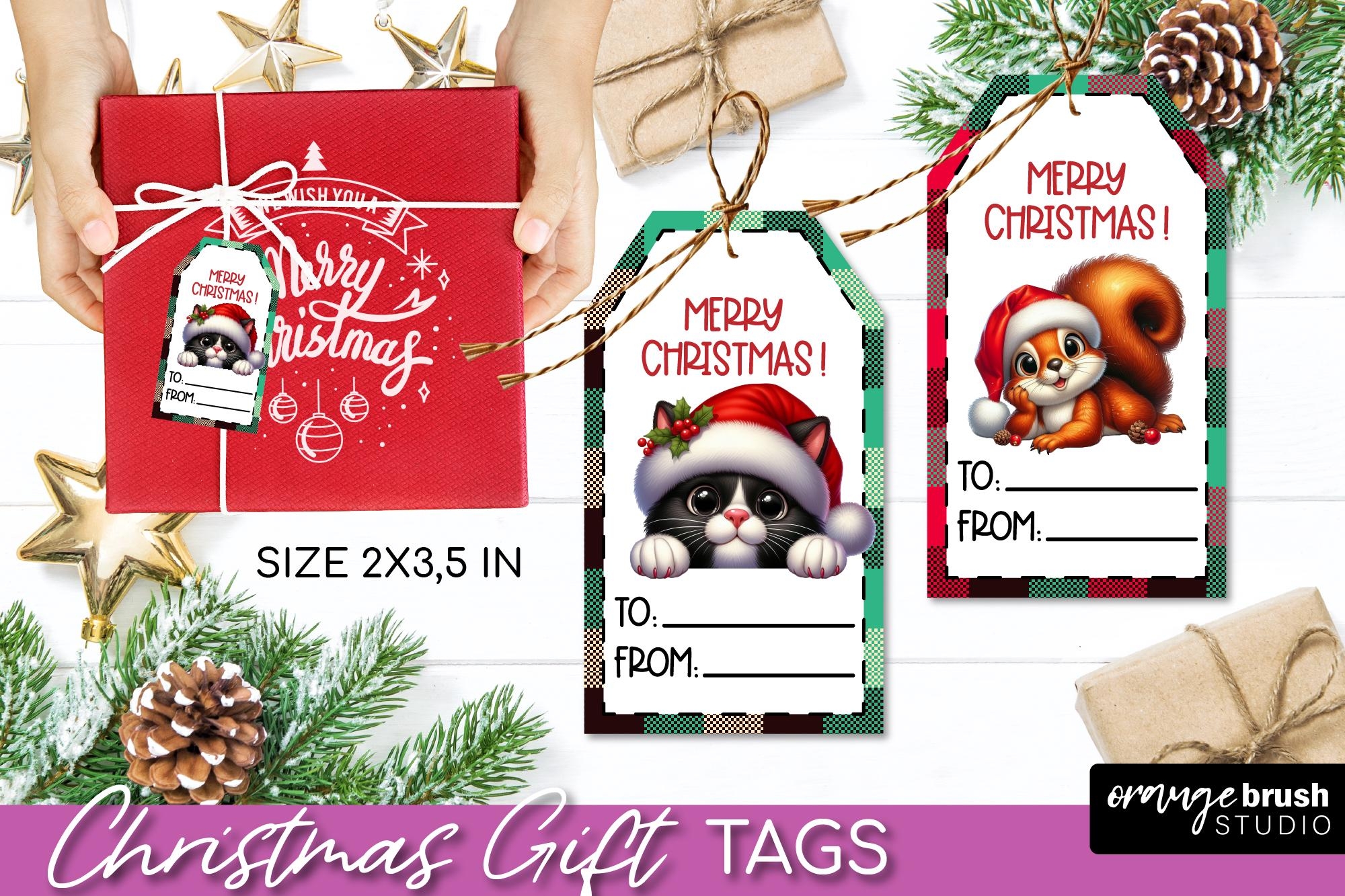 Christmas Printable Gift Tags Cute Animals Tags For Kids Present From Santa 4 Sheets 2 X 3 5 IN Size PNG For Crafts Digital Download Etsy