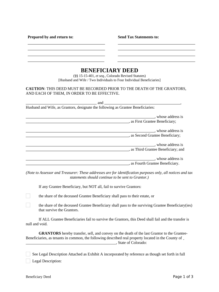 Colorado Beneficiary Deed Form Pre built Template AirSlate SignNow