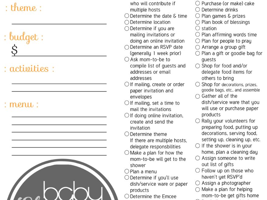 Complete Baby Shower Checklist free Printable R E F U R B I S H E D