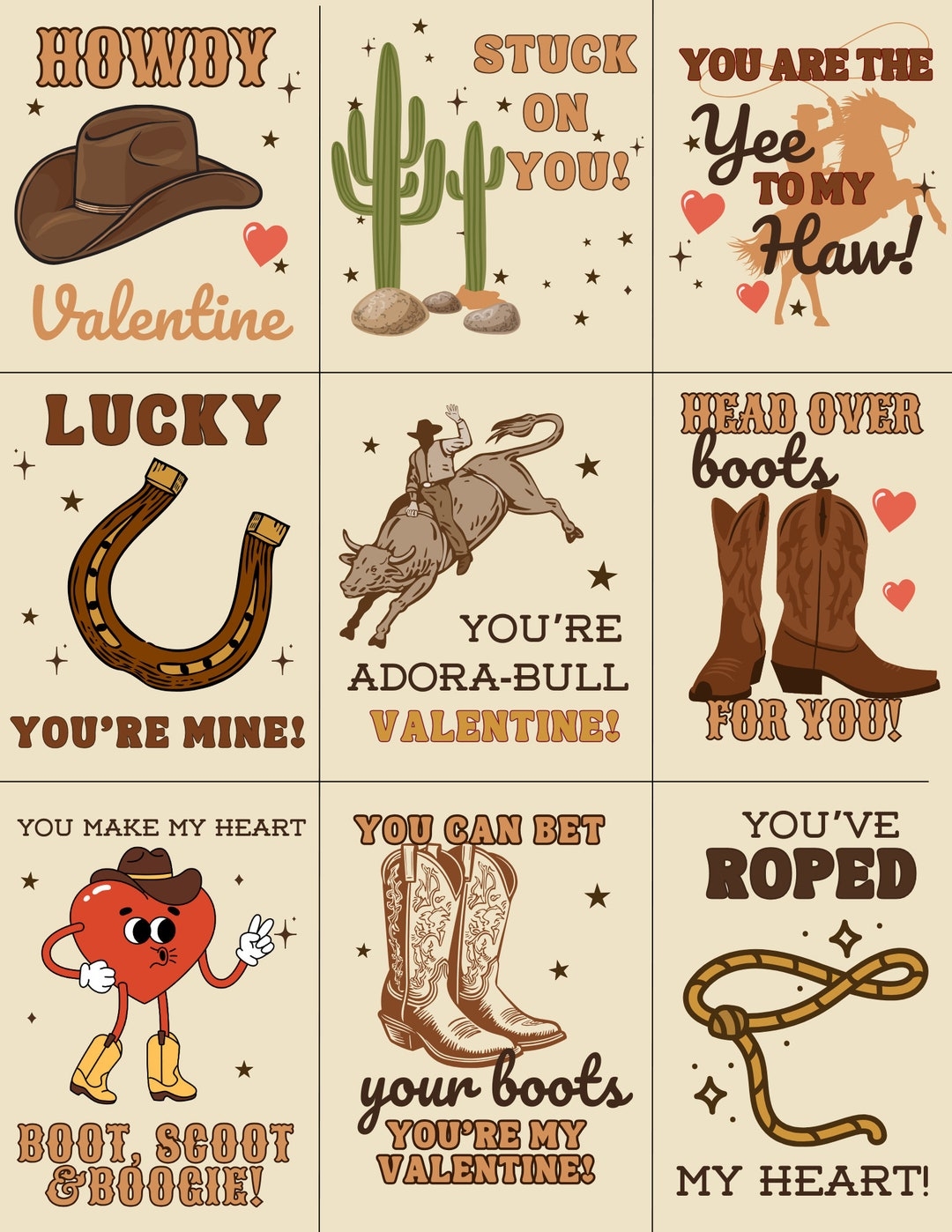 Cowboy Valentines Cards Etsy