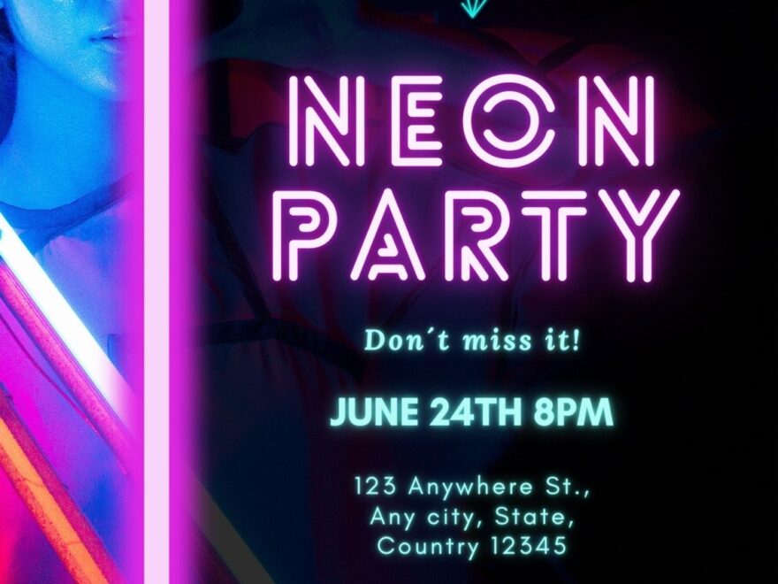 Customize 155 Neon Party Invitations Templates Online Canva