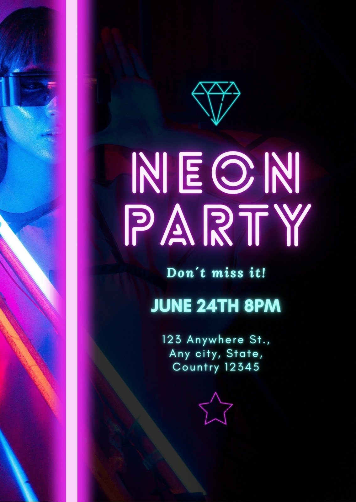 Customize 155 Neon Party Invitations Templates Online Canva