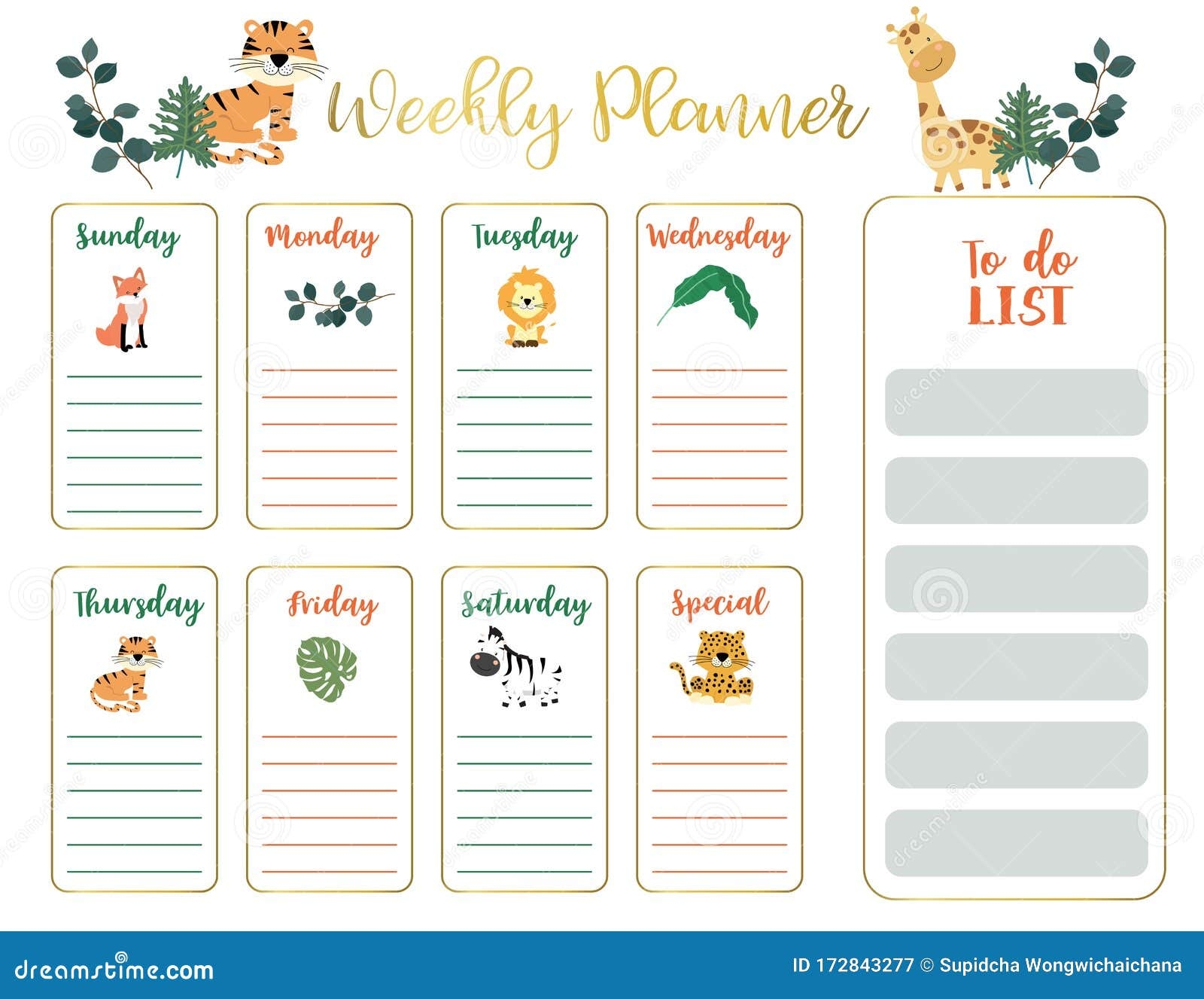Animals Weekly Planner Free Printable