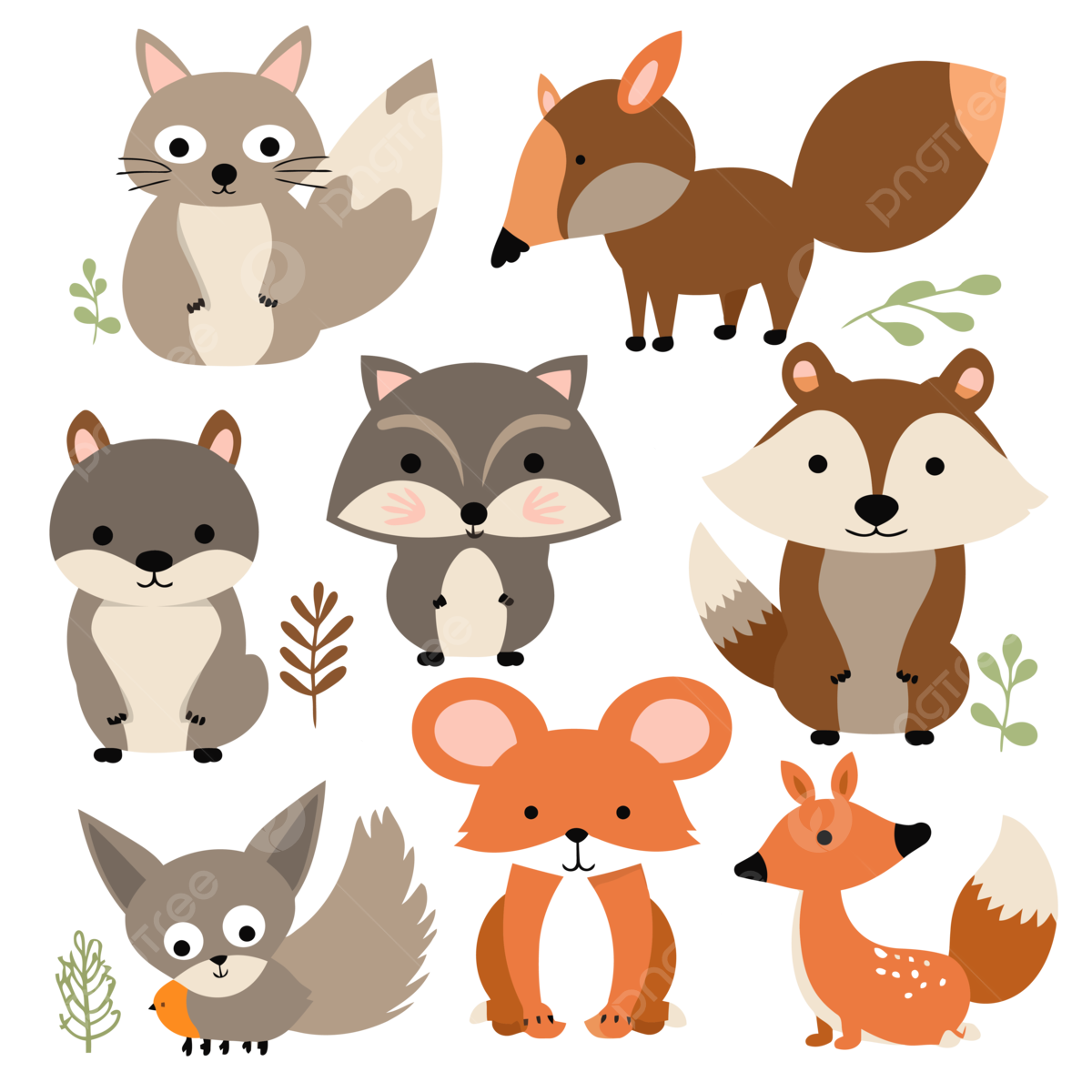 Cute Woodland Animals Clipart Images Free Download PNG Transparent Background Pngtree