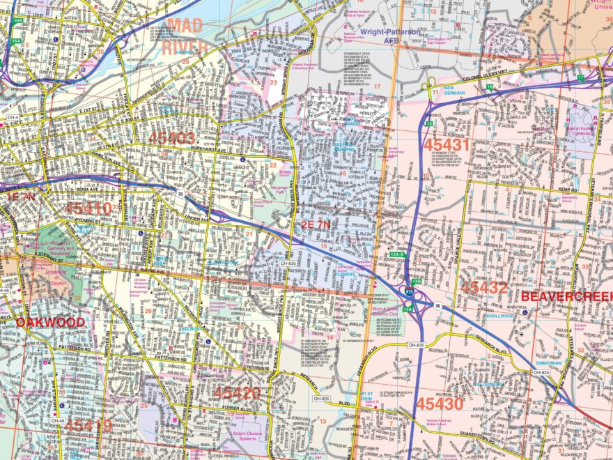 Dayton OH Wall Map By Kappa The Map Shop