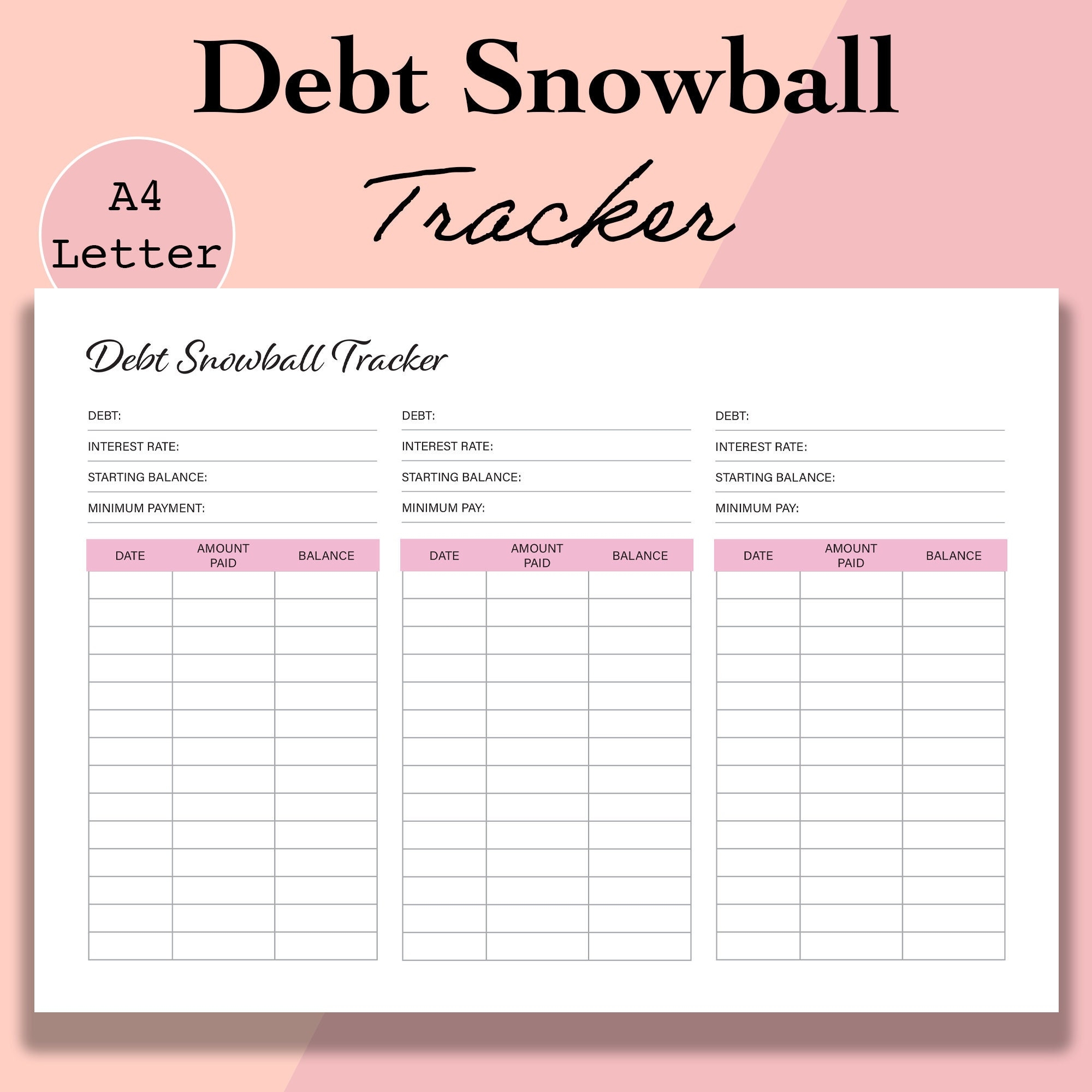 Free Printable Debt Snowball Worksheet