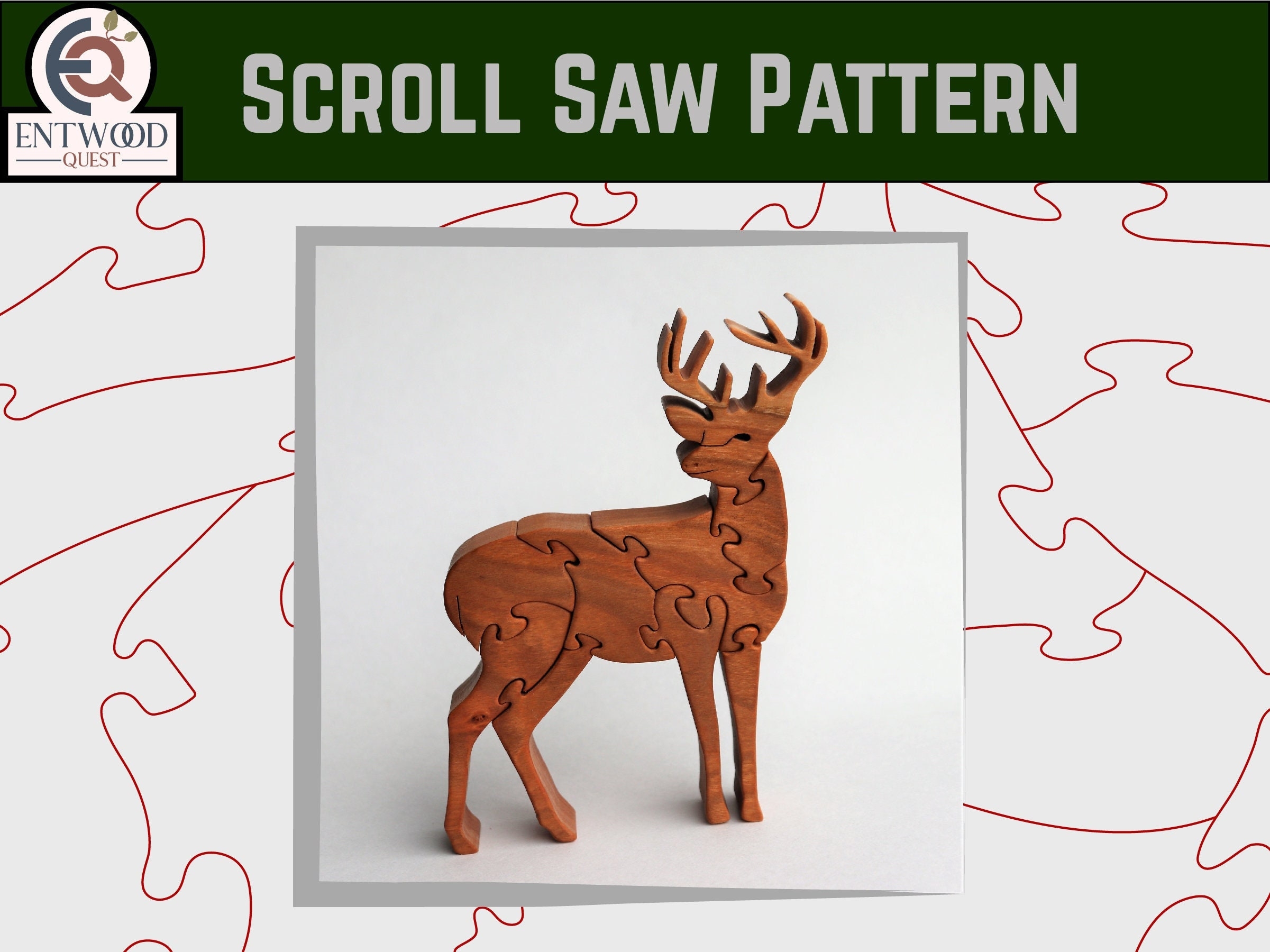 Deer Puzzle Scroll Saw Pattern Wooden Puzzle Plan DIY Woodworking Project Free Standing Interlocking Puzzle Etsy India