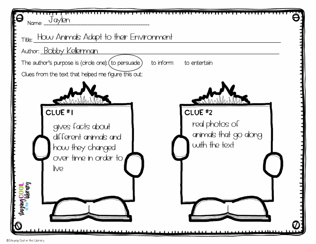 Digital And Print Activities To Teach Authors Purpose Staying Worksheets Library