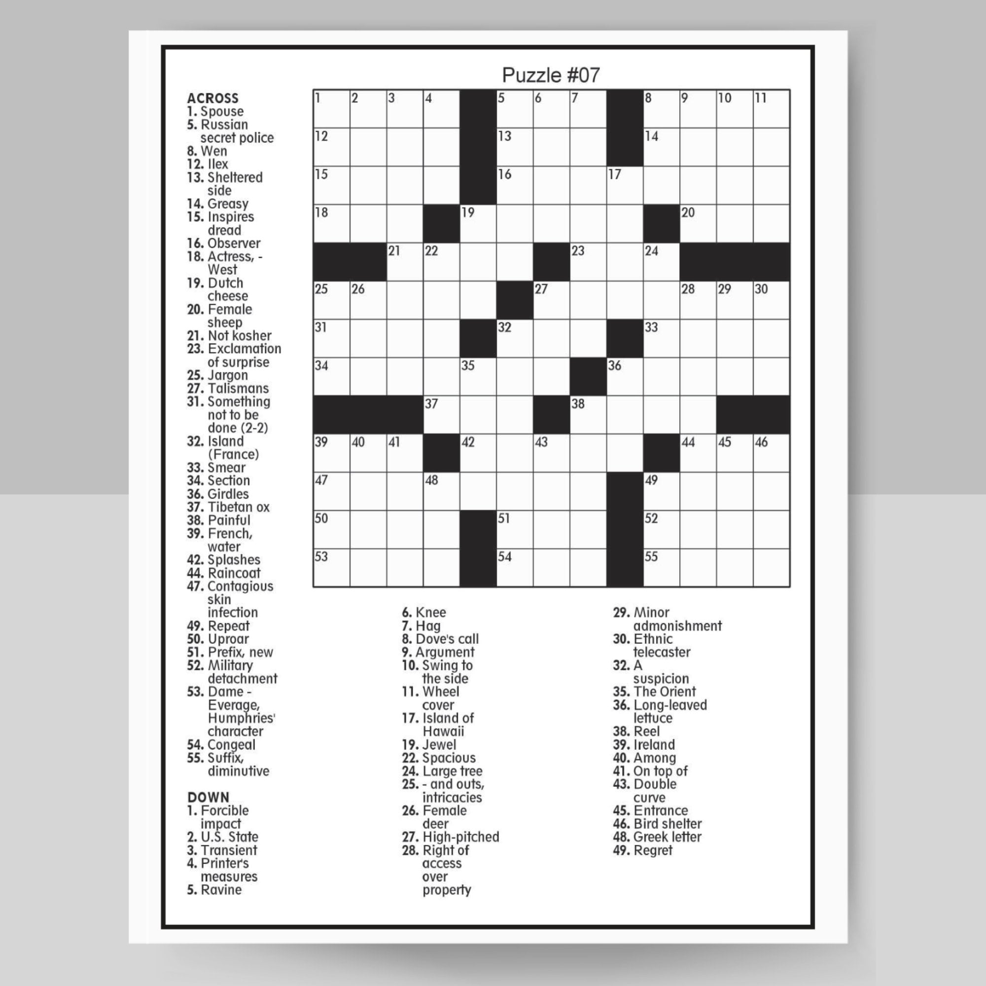 Free Printable Daily Universal Crossword Puzzle