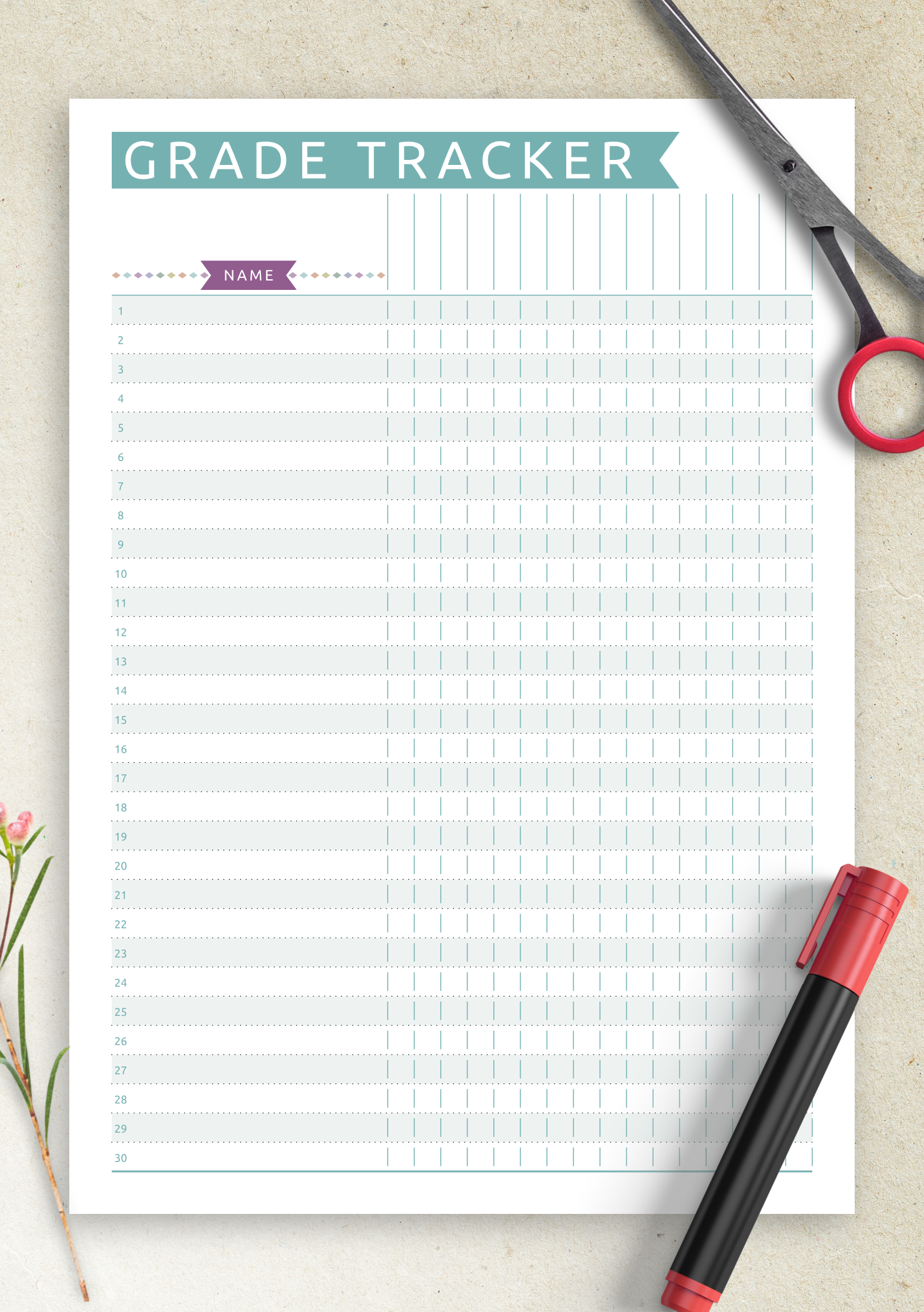 Digital Gradebook Template Track Student Progress Easily