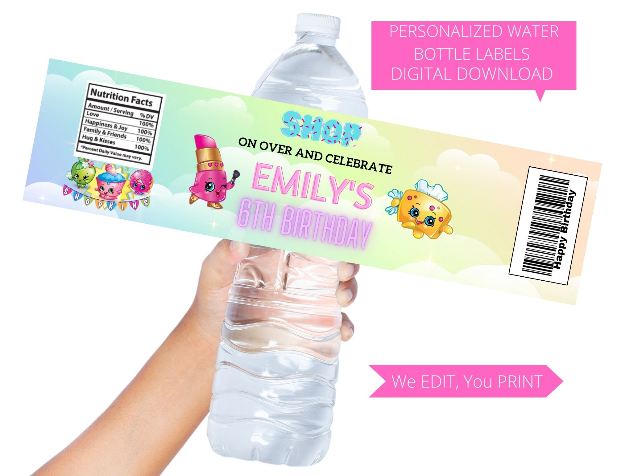 Digital Shopkins Water Bottle Labels Shopkins Water Bottle Labels Shopkins Birthday Shopkins Birthday Party Digital Design Printable Etsy India