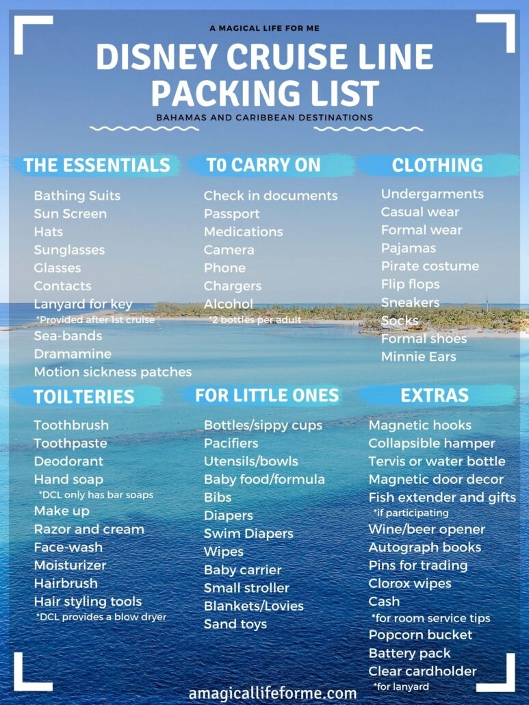 Disney Cruise Line Packing List A Magical Life For Me