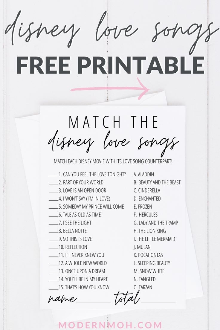 Free Printable Disney Bridal Shower Games