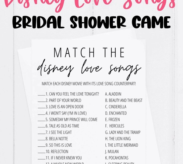 Disney Love Songs Game Free Printable