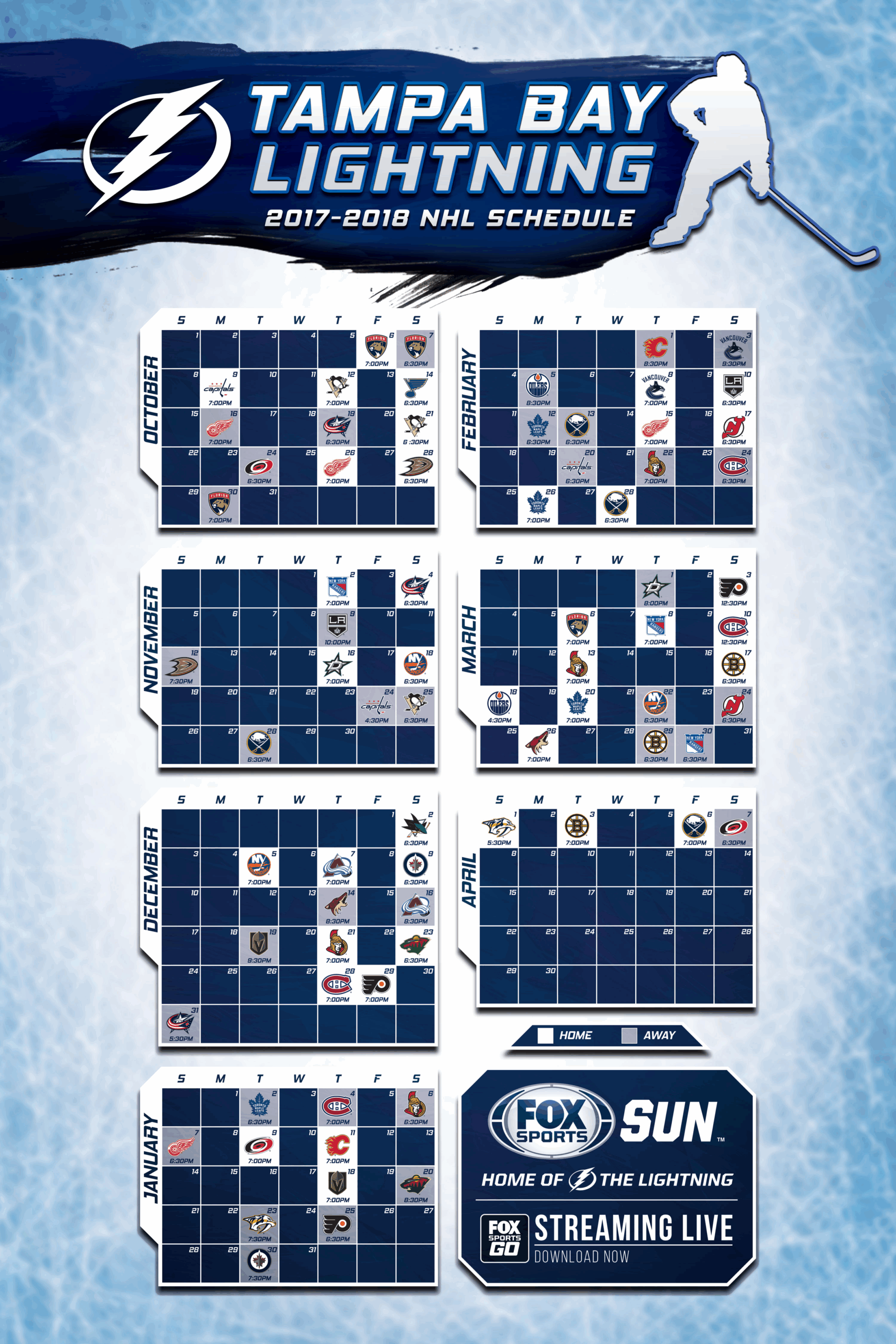 Tampa Bay Lightning Printable Schedule