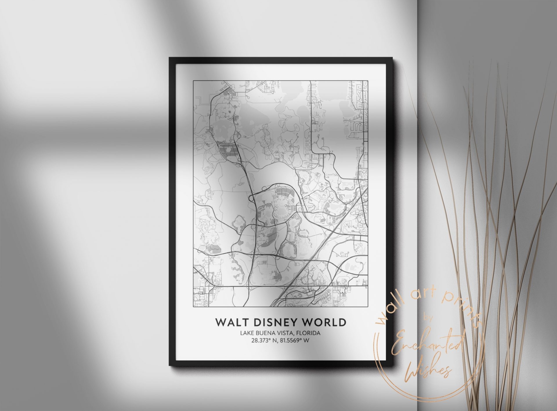 Disney World Road Map Print Printable Wall Art Or Printed Shipped
