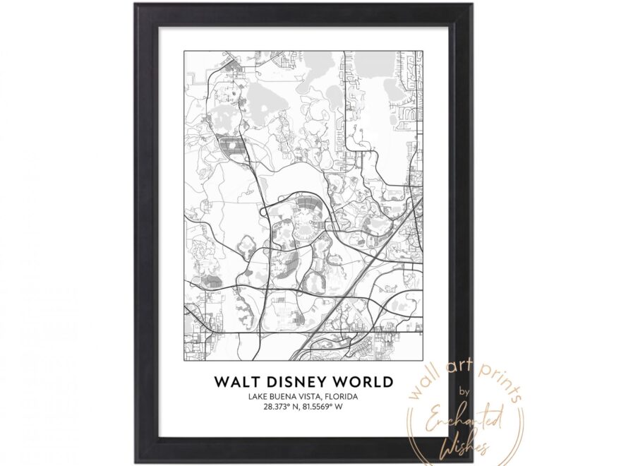 Disney World Road Map Print Printable Wall Art Or Printed Shipped