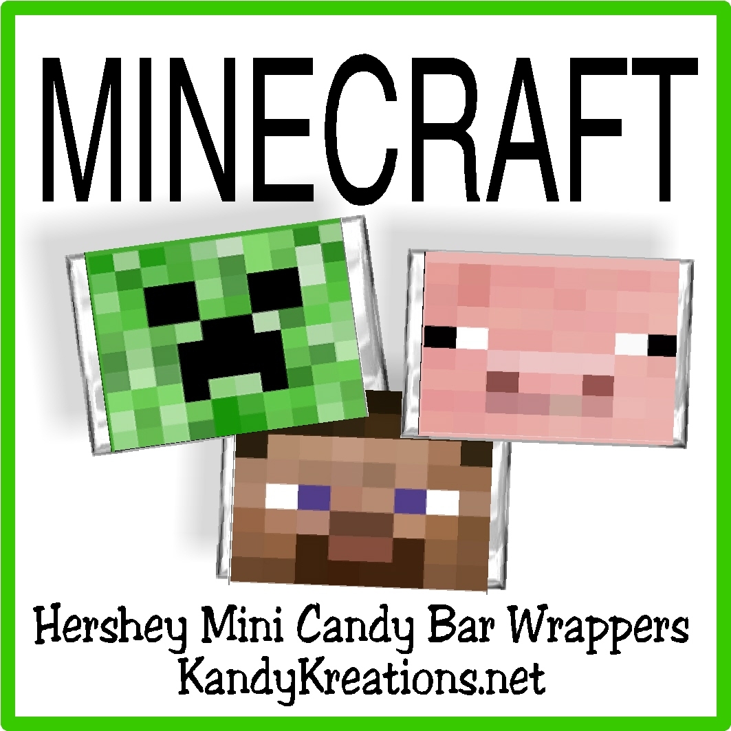 DIY Party Mom Minecraft Faces Mini Candy Bar Wrappers