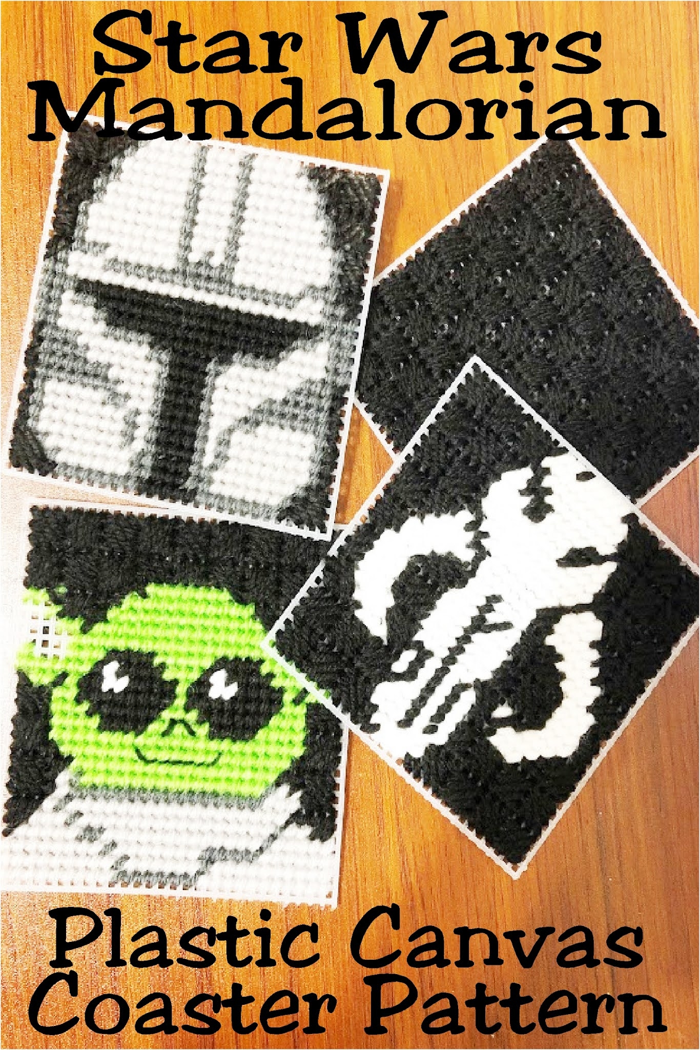DIY Party Mom Star Wars Mandalorian Plastic Canvas Coasters
