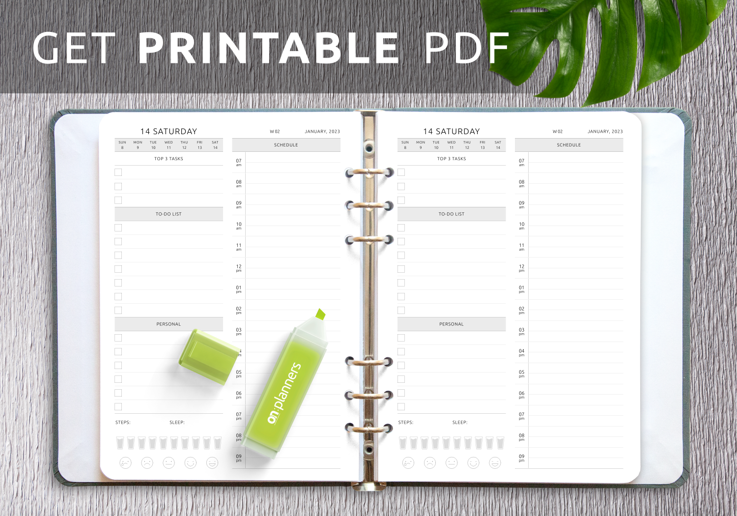 Download Printable Daily Planner Template With Mood And Water Tracker PDF