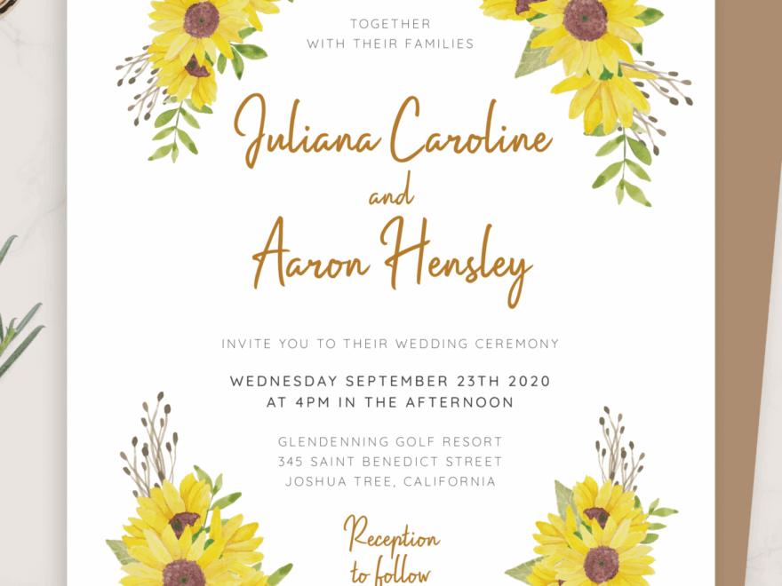 Download Printable Rustic Sunflower Wedding Invitation PDF