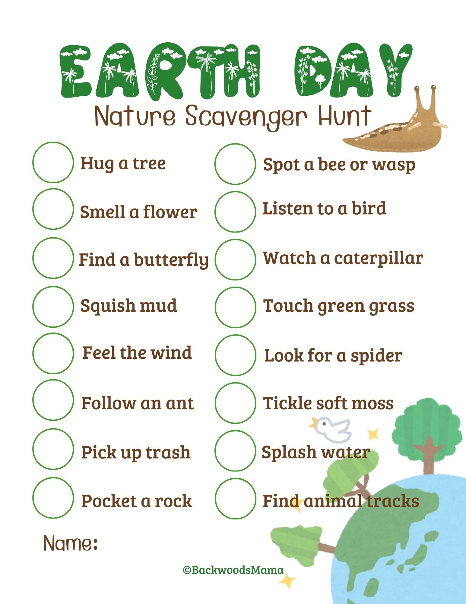 Earth Day Nature Scavenger Hunt Printables Backwoods Mama