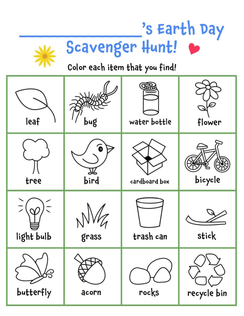 Earth Day Scavenger Hunt Printable