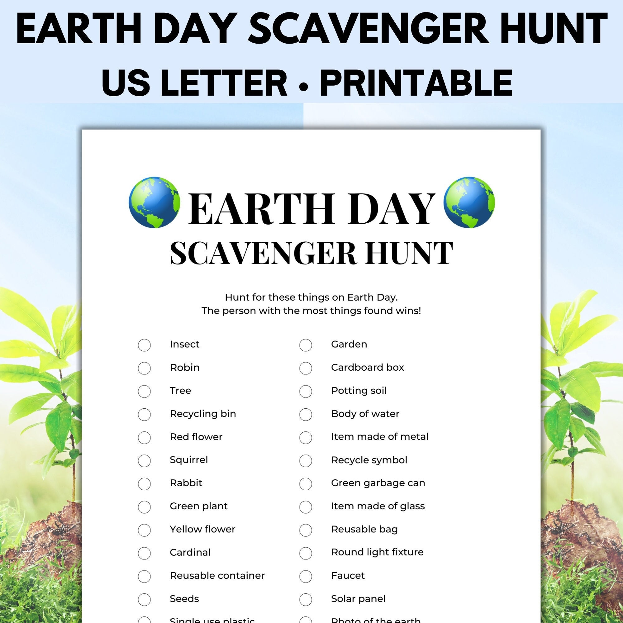 Earth Day Scavenger Hunt Earth Day Printable Earth Day Activities Scavenger Hunt For Kids And Adults Etsy Israel
