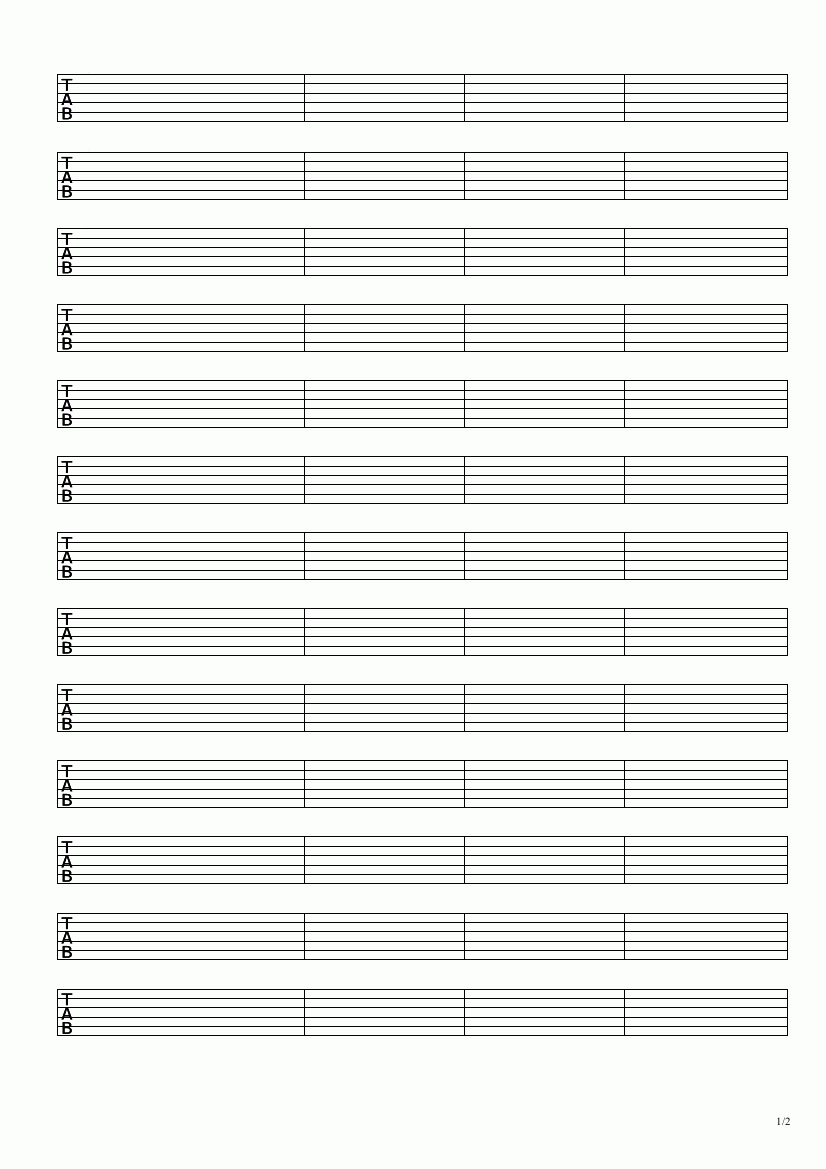 Free Printable Blank Guitar Tab Sheets