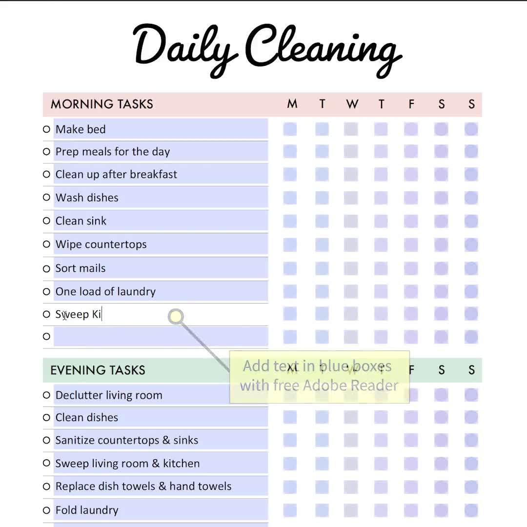 Editable ADHD Cleaning Planner Bundle Printable Weekly Monthly Cleaning Planner Checklist Declutter Deep Cleaning Laundry Etsy