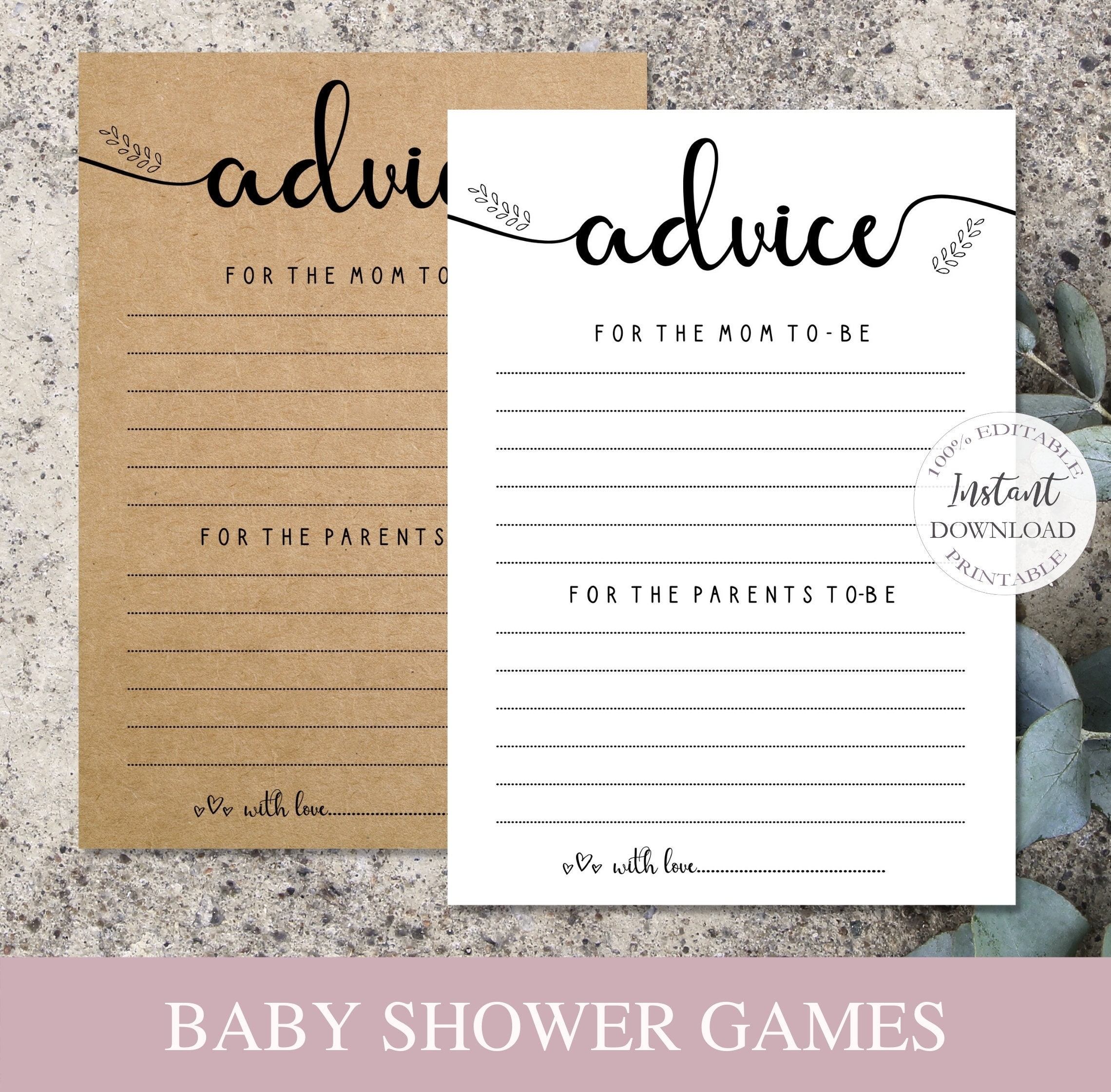 Editable Baby Shower Advice Cards Virtual Baby Shower Game Template Printable Baby Advice Cards Baby Advice For The Mom To Be SRP 030 Etsy